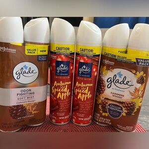 Glade Air Freshener Bundle Autumn Spiced Apple & Cashmere Woods 6 Cans Total!